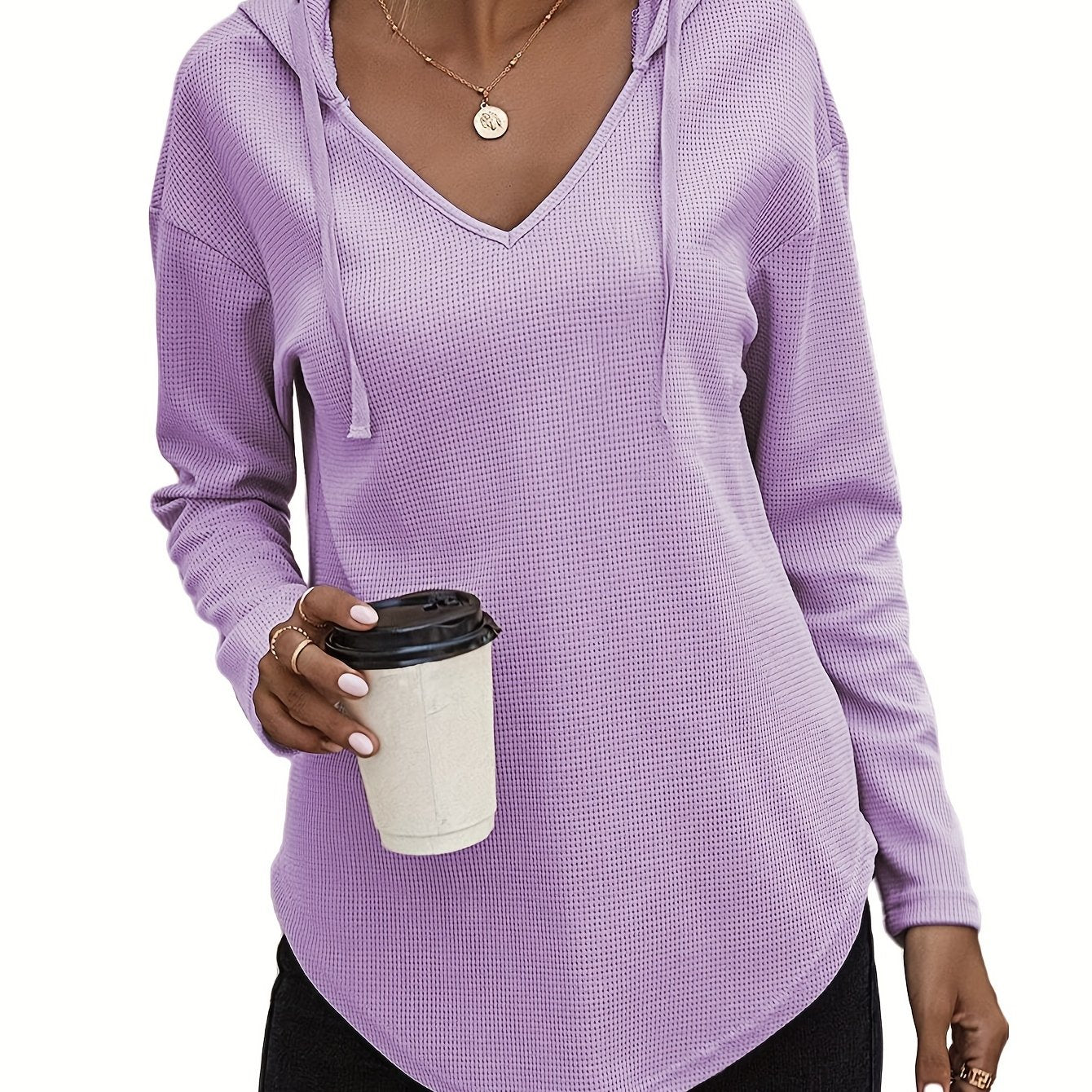 Lena Drift™ – Hanky Hem V-Neck Hoodie