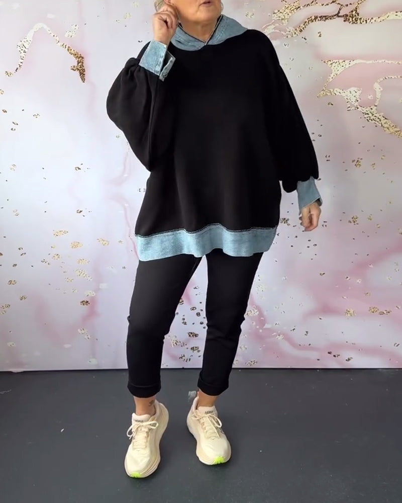 Lola™ – Contrast Lantern-Sleeve Hoodie