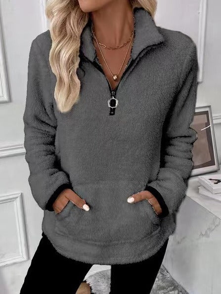 LilaZip™ – Fuzzy Kangaroo Pocket Pullover
