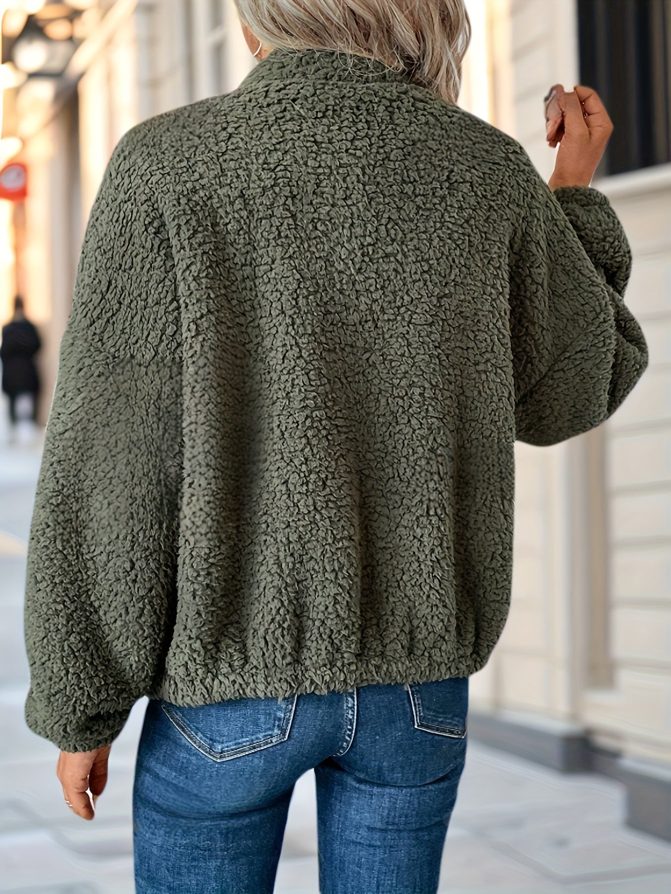 Ava™ – Olive Teddy Zip Jacket