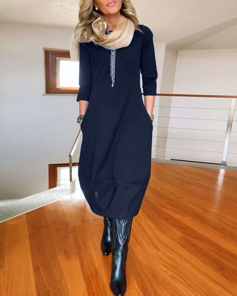 Matilda™ – Round-Neck Dress with Handy Pockets