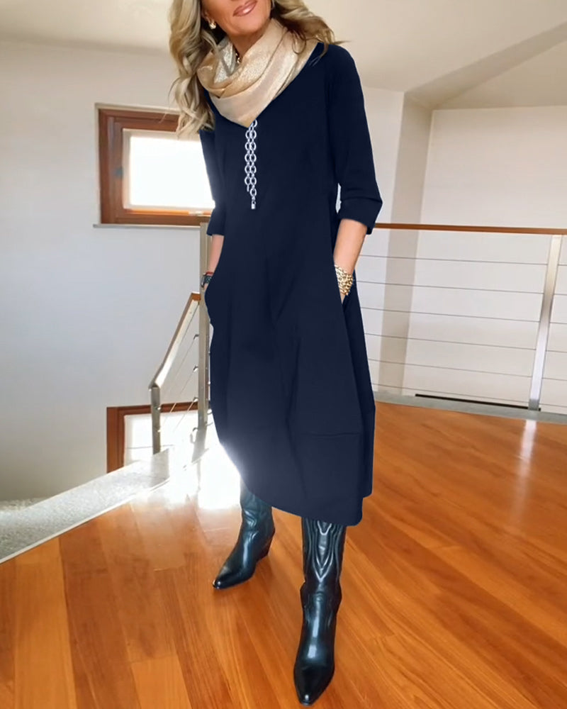 Matilda™ – Round-Neck Dress with Handy Pockets