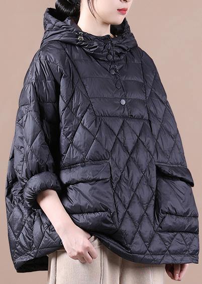 2025 Loose Fitting Winter Puffer Jacket Hooded Black Down Coat
