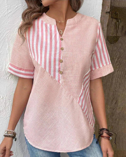 Vera Luxe™ - Classic Soft Striped Blouse