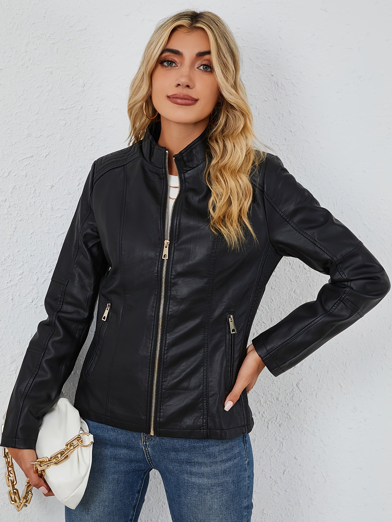 Harper™ – Plus-Size PU Moto Jacket