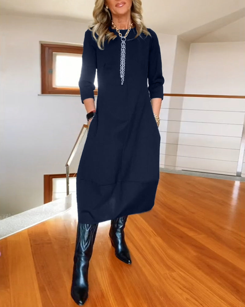 Matilda™ – Round-Neck Dress with Handy Pockets