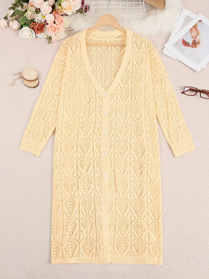 Tilly™ – Plus-Size Pointelle Knit Cardigan