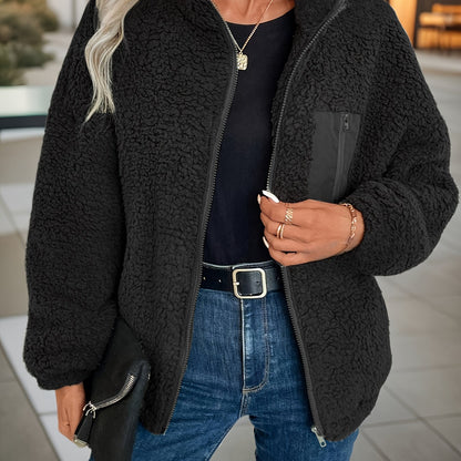 Ava™ – Olive Teddy Zip Jacket
