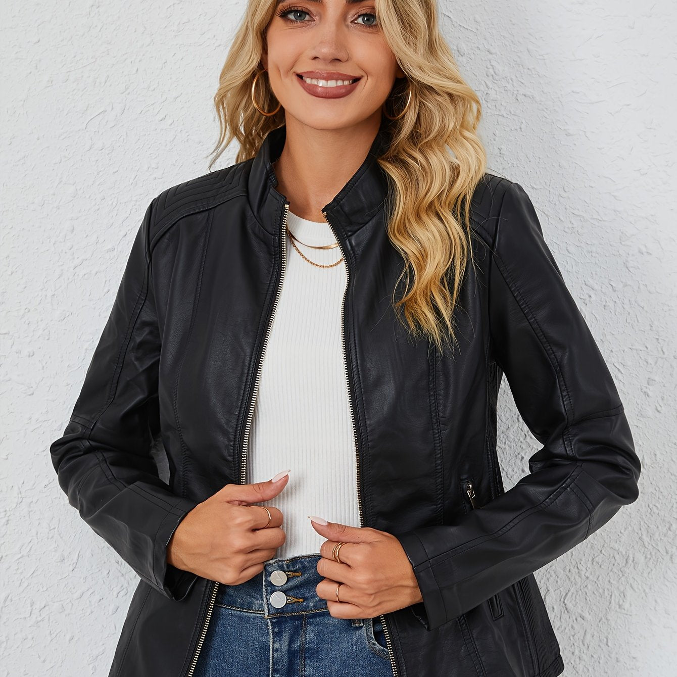 Harper™ – Plus-Size PU Moto Jacket