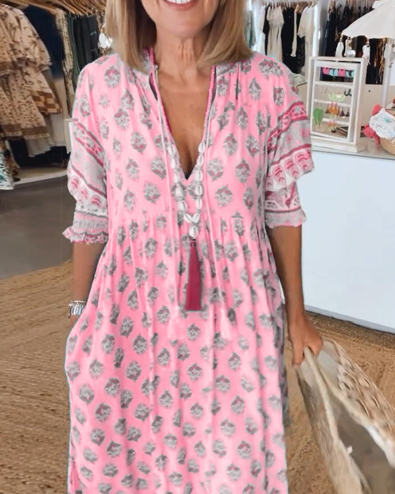 Sienna Grace™ - Floral V-Neck Dress