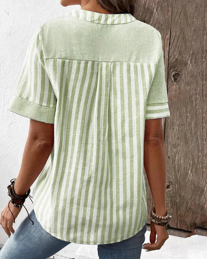 Vera Luxe™ - Classic Soft Striped Blouse