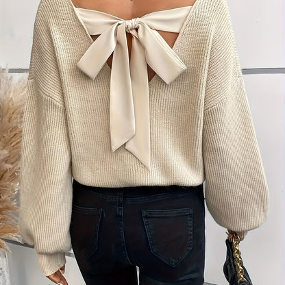 Dahlia™ – Deep V-Neck Bow-Detail Sweater