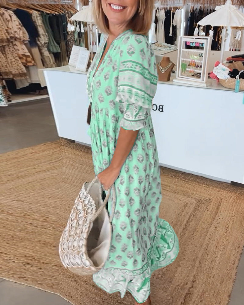 Sienna Grace™ - Floral V-Neck Dress
