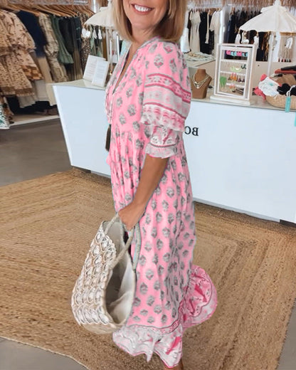 Sienna Grace™ - Floral V-Neck Dress