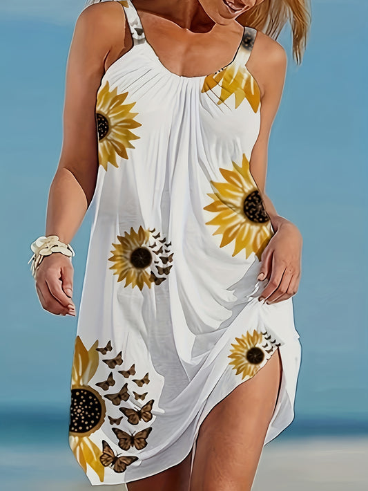 Sunflower Bliss™ - Sleeveless Tank Dress