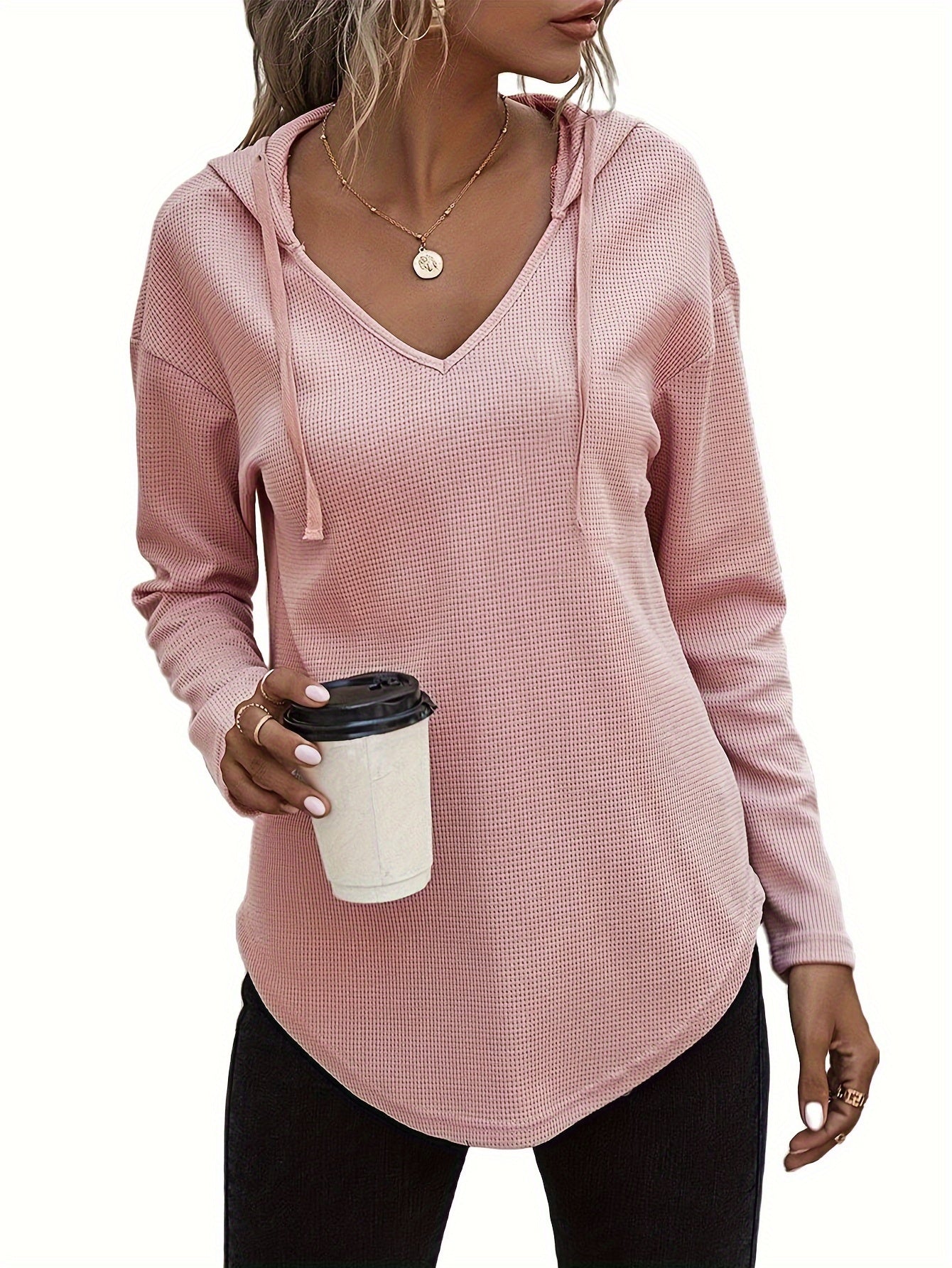 Lena Drift™ – Hanky Hem V-Neck Hoodie
