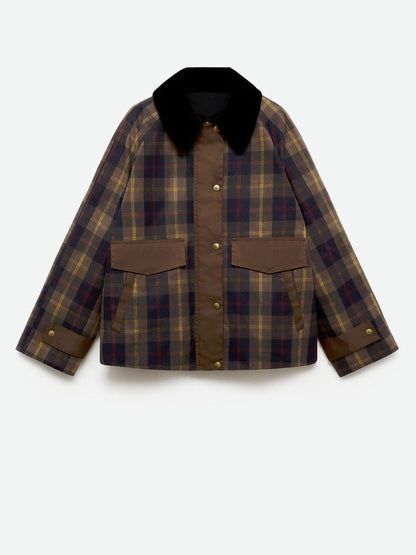Plaid Straight-Cut Women's Jacket