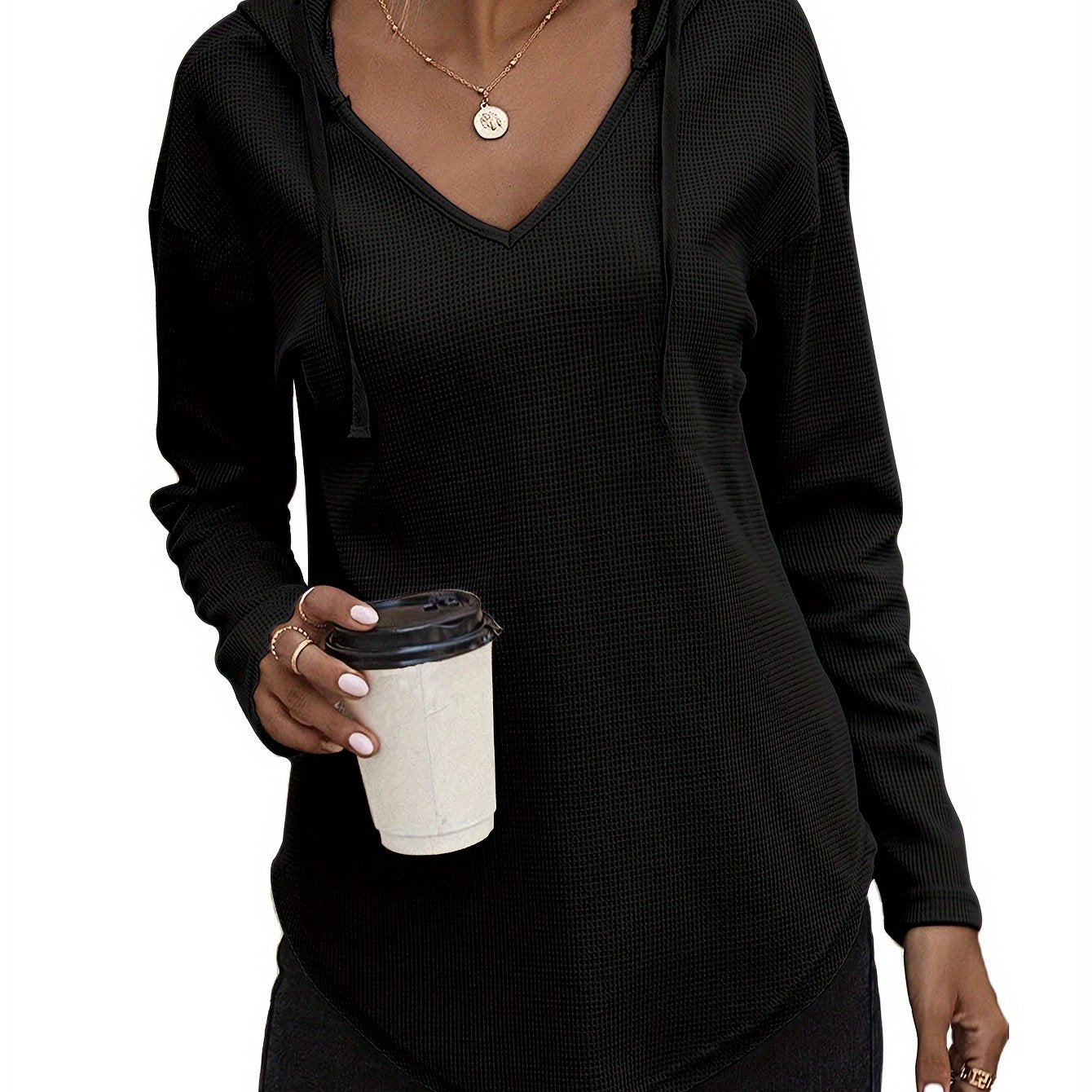 Lena Drift™ – Hanky Hem V-Neck Hoodie