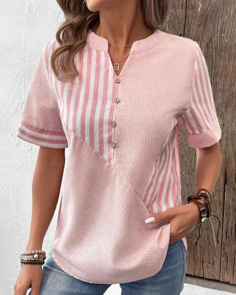Vera Luxe™ - Classic Soft Striped Blouse