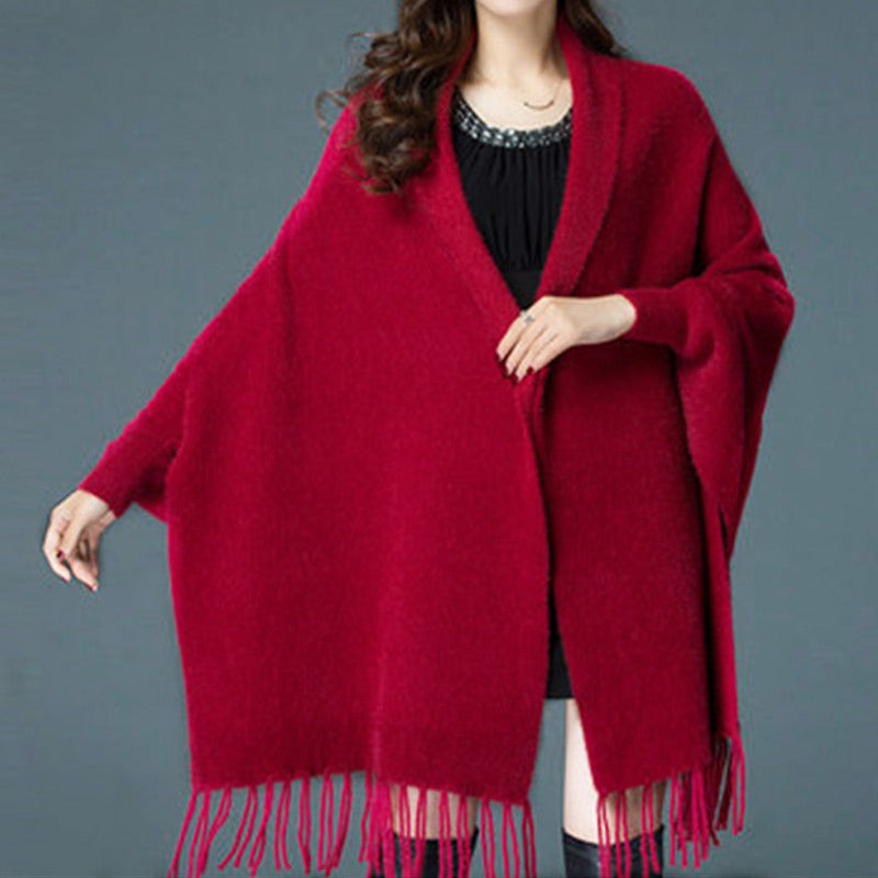 Winter Specials - Long-sleeved, casual shawl coat with tassel for women