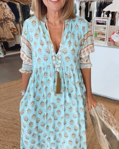 Sienna Grace™ - Floral V-Neck Dress
