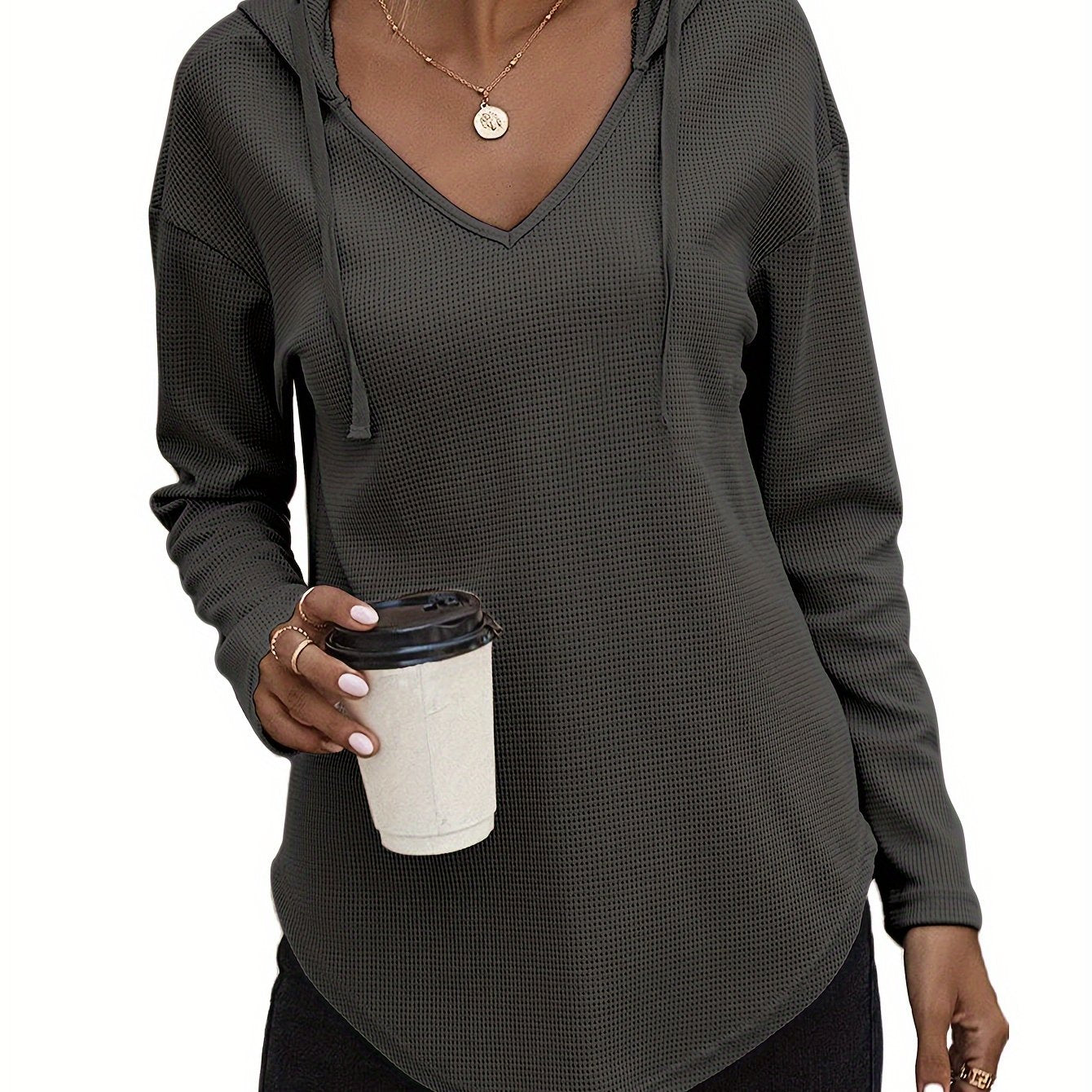 Lena Drift™ – Hanky Hem V-Neck Hoodie