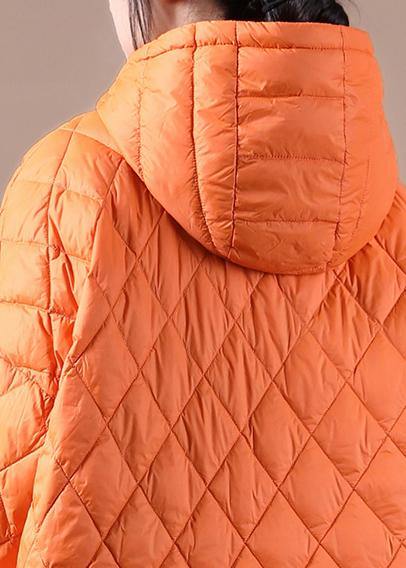 Literary Orange Plus Size Hooded Pullover Short Puffers Jackets(Free Shipping + Limited Stock)