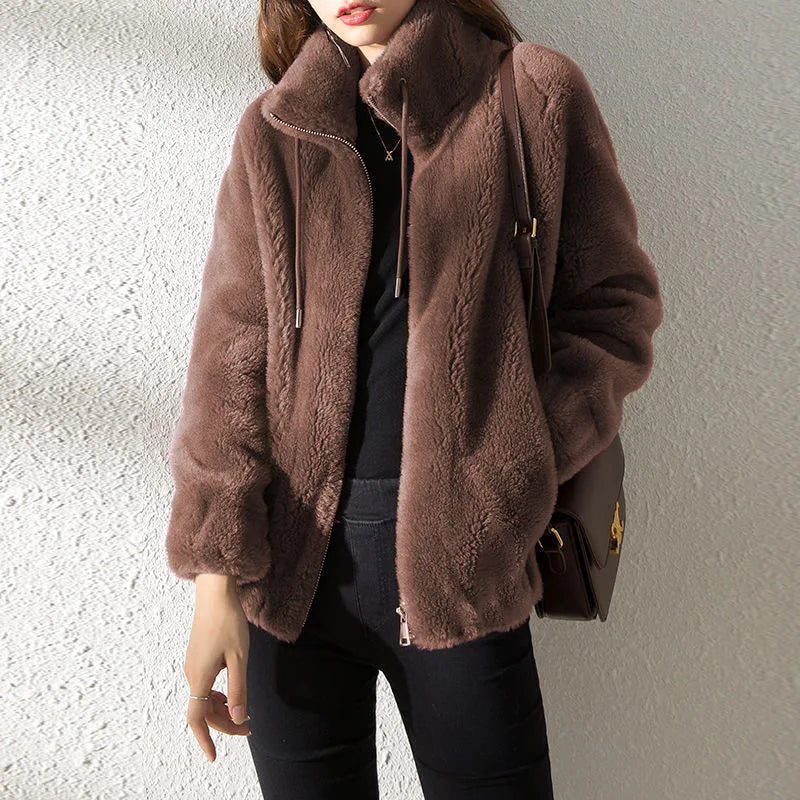 Elodie Plush™ – Soft Winter Zip Overcoat