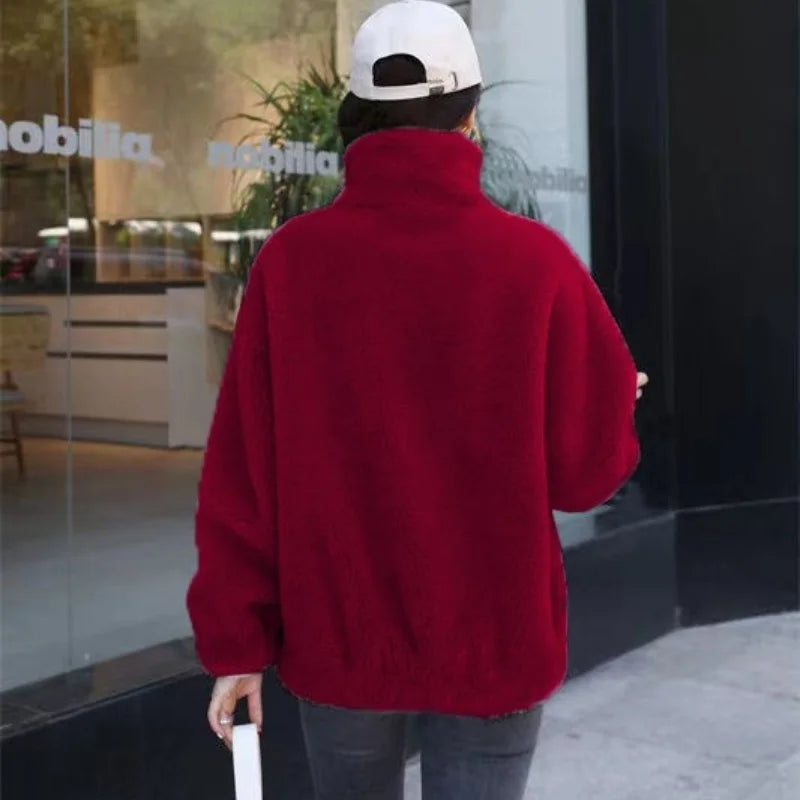 Elodie Plush™ – Soft Winter Zip Overcoat