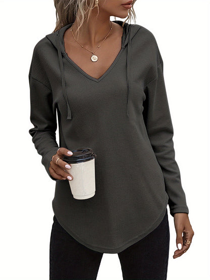 Lena Drift™ – Hanky Hem V-Neck Hoodie