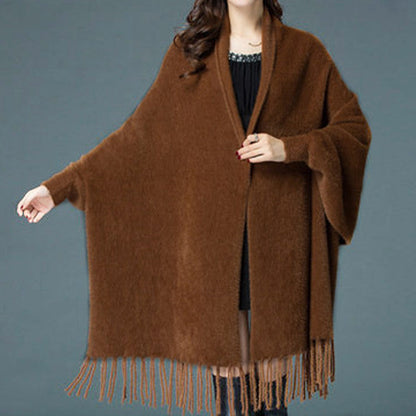 Winter Specials - Long-sleeved, casual shawl coat with tassel for women