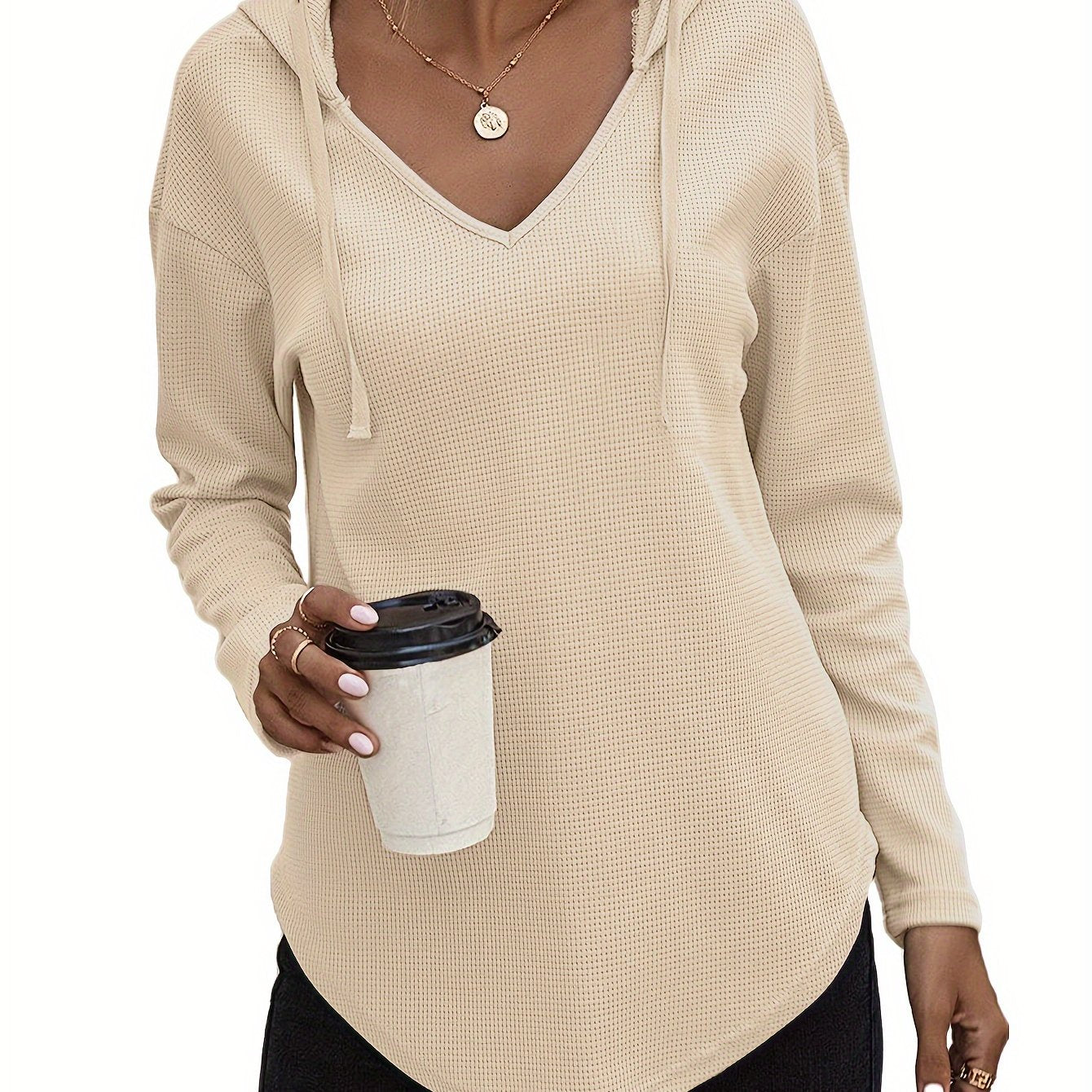 Lena Drift™ – Hanky Hem V-Neck Hoodie