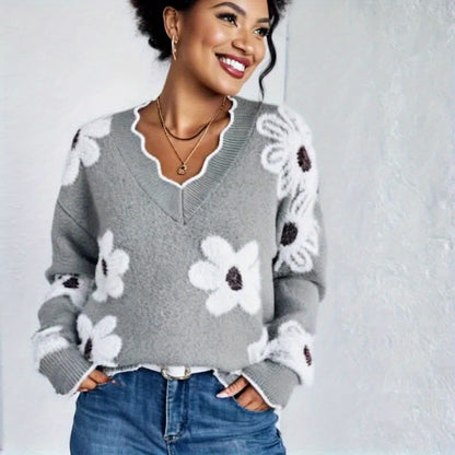 Ivy™ – Plus-Size Floral V-Neck Sweater