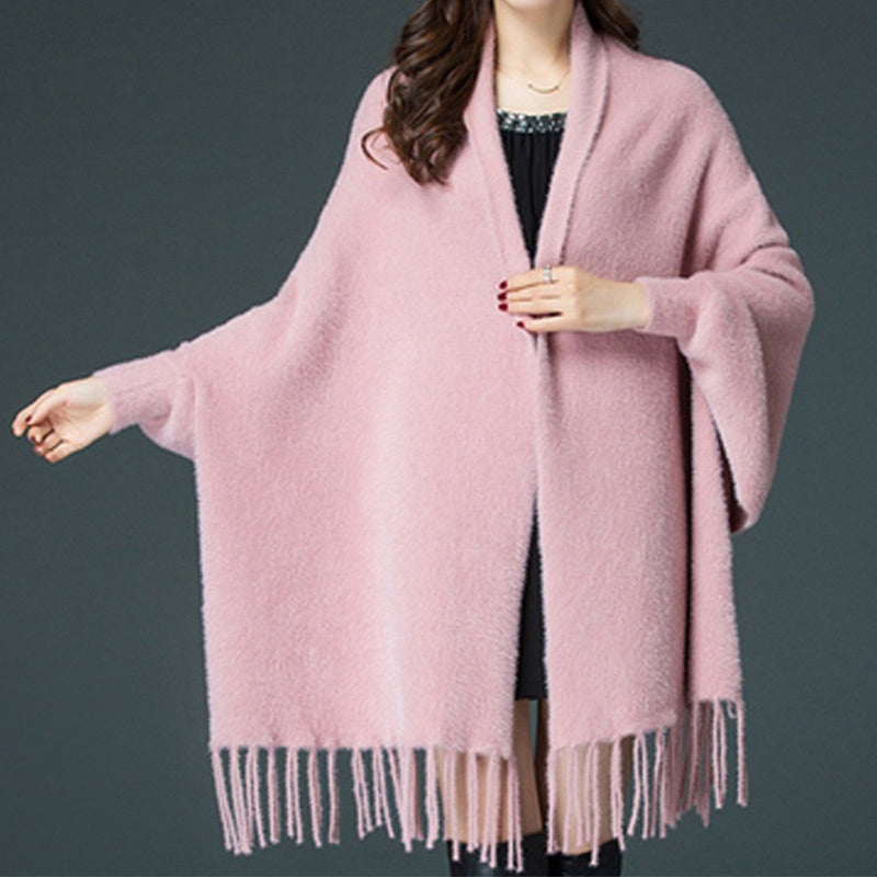 Winter Specials - Long-sleeved, casual shawl coat with tassel for women