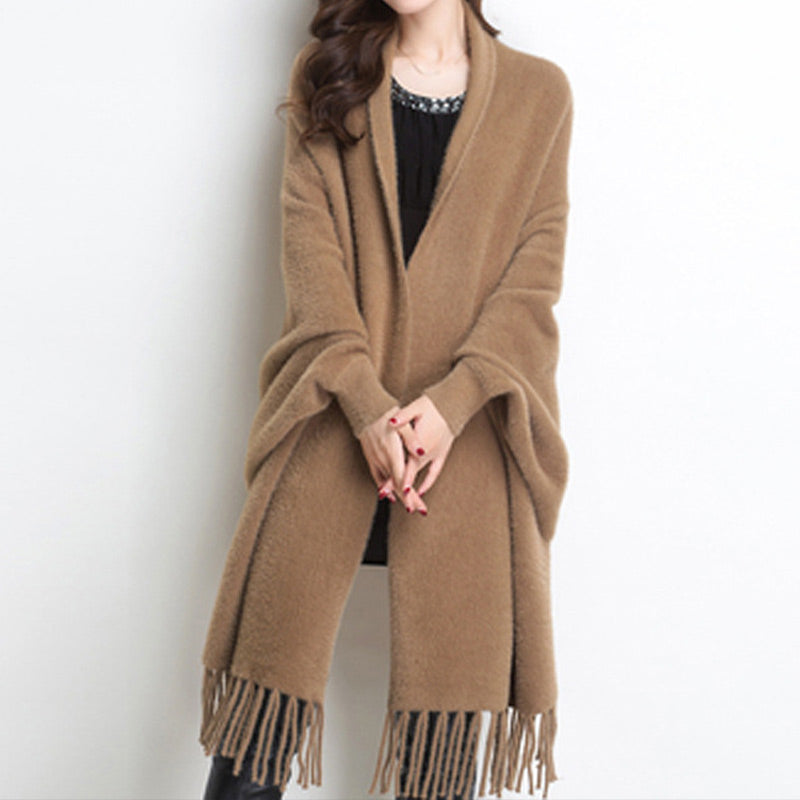 Winter Specials - Long-sleeved, casual shawl coat with tassel for women