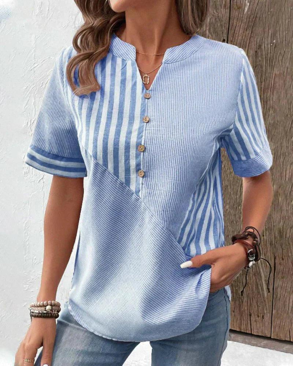 Vera Luxe™ - Classic Soft Striped Blouse