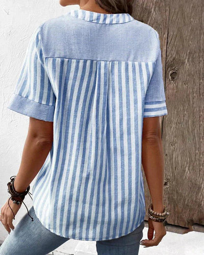 Vera Luxe™ - Classic Soft Striped Blouse